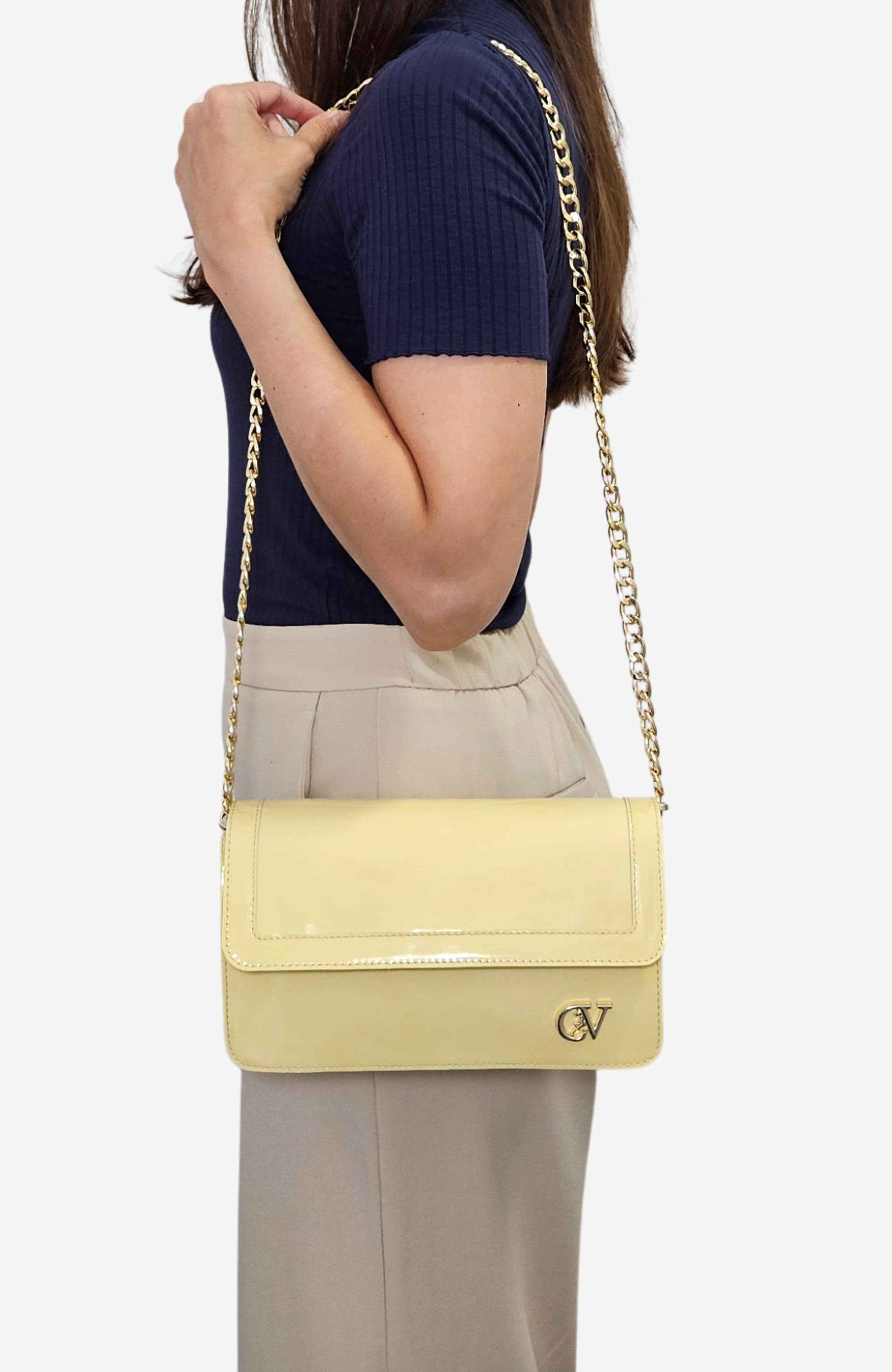Iconic By Cavalinho 648 Patent Leather Clutch Shoulder Bag, Alternate, color, Yellow