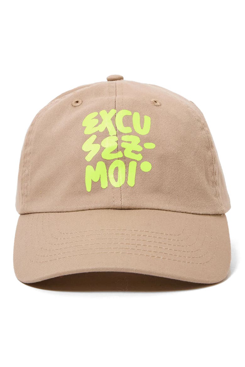 Excusez Moi Cotton Twill Baseball Cap, Main, color, KHAKI