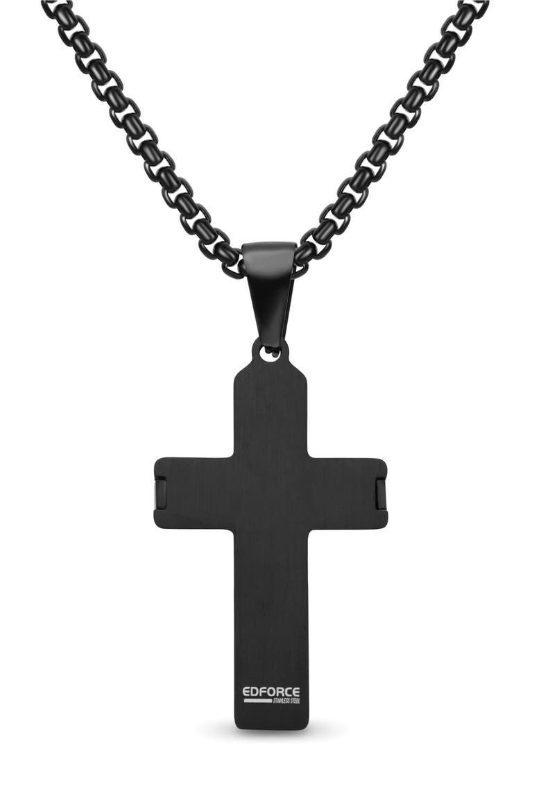 Men's Cross Pendant Necklace, Alternate, color, BLACK