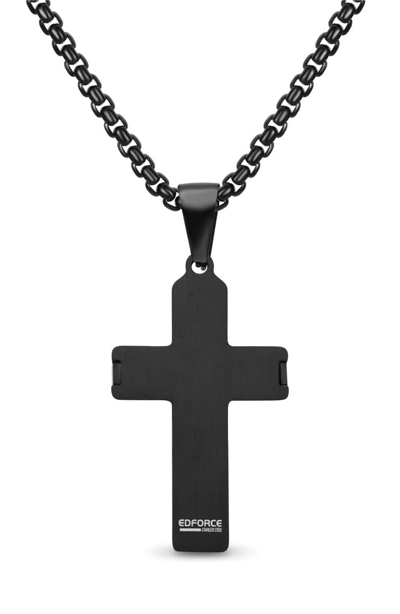 EDFORCE Men's Cross Pendant Necklace, Alternate, color, Black