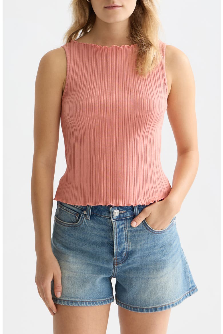 Boat Neck Cotton Rib Tank, Main, color, CANYON CLAY