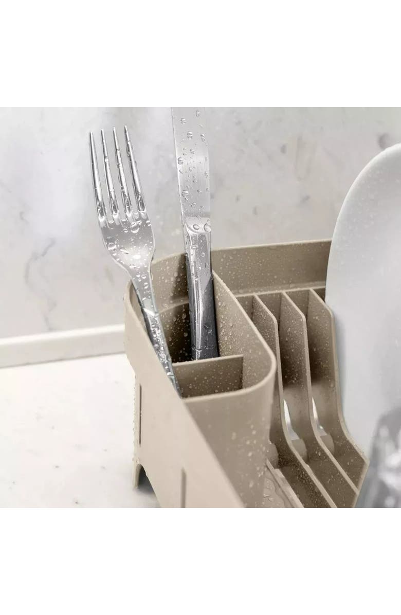 OU Durable Compact Kitchen Sink Organizer 3 Piece Set, Dish Rack, Cutlery Drainer & Soap Dispenser Caddy with Sponge Holder, Alternate, color, Beige