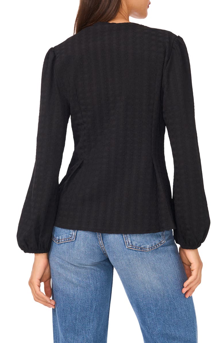 Ted Baker Textured Long Sleeve Top, Alternate, color, Rich Black