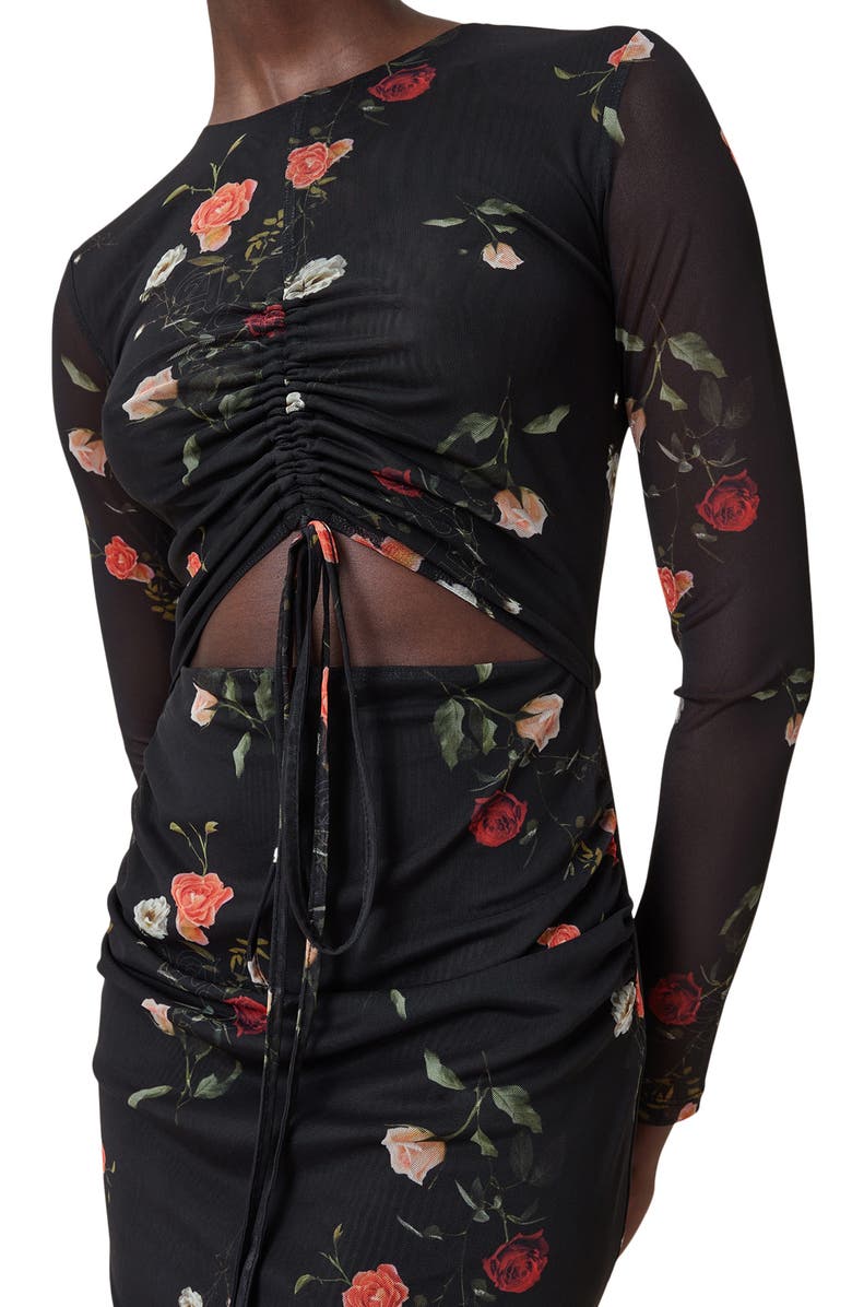 AllSaints Kathy Long Sleeve Mesh Dress, Alternate, color,