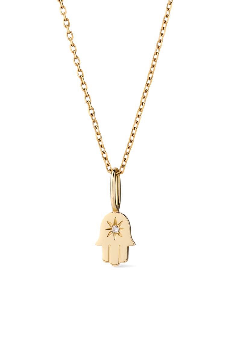 Ana Luisa Solid Yellow Gold - Diamond Hamsa Necklace, Main, color, Gold
