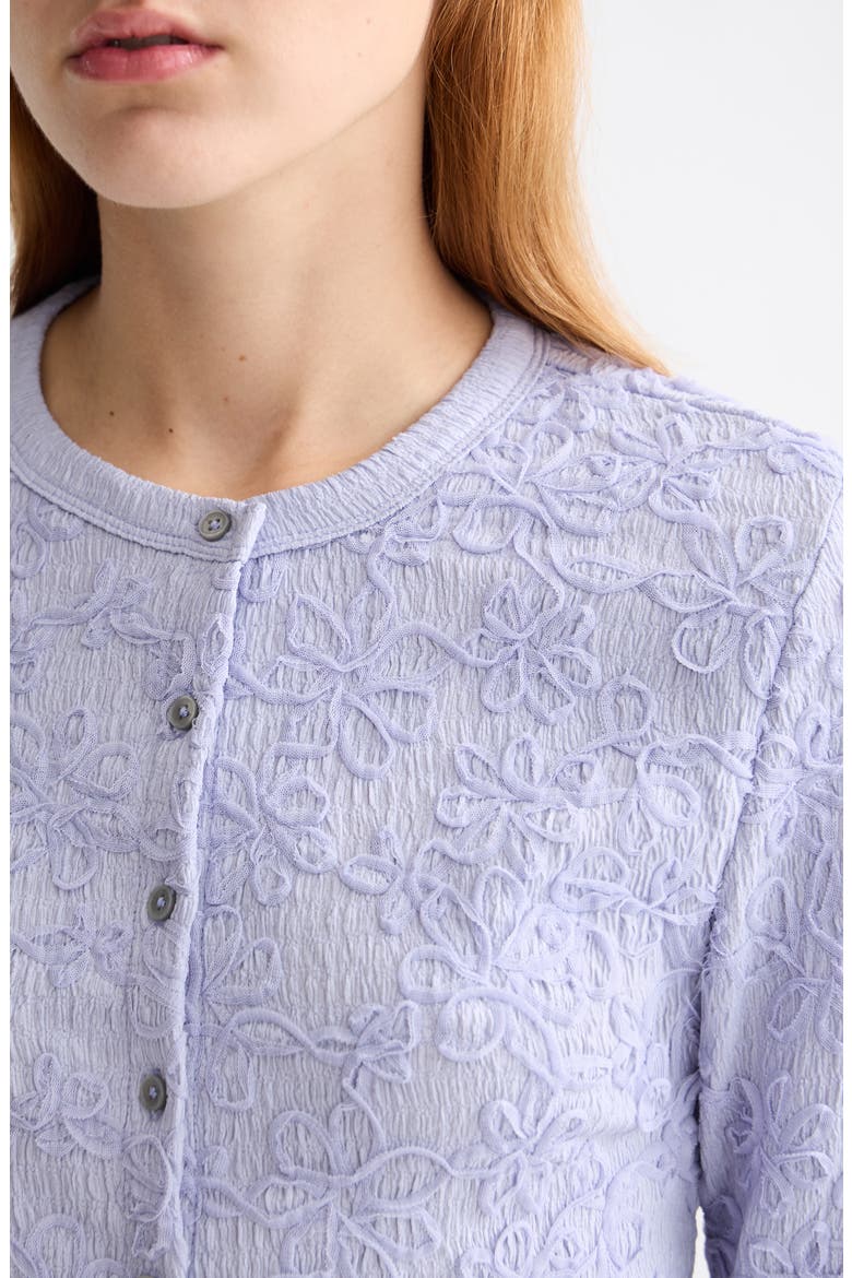 Soutache Detail Knit Button-Up Shirt, Alternate, color, LANGUID LAVENDER