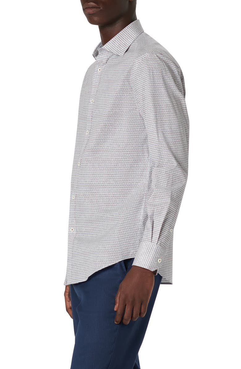 Bugatchi Axel Shaped Fit Geo Print Stretch Cotton Button-Up Shirt, Alternate, color, 