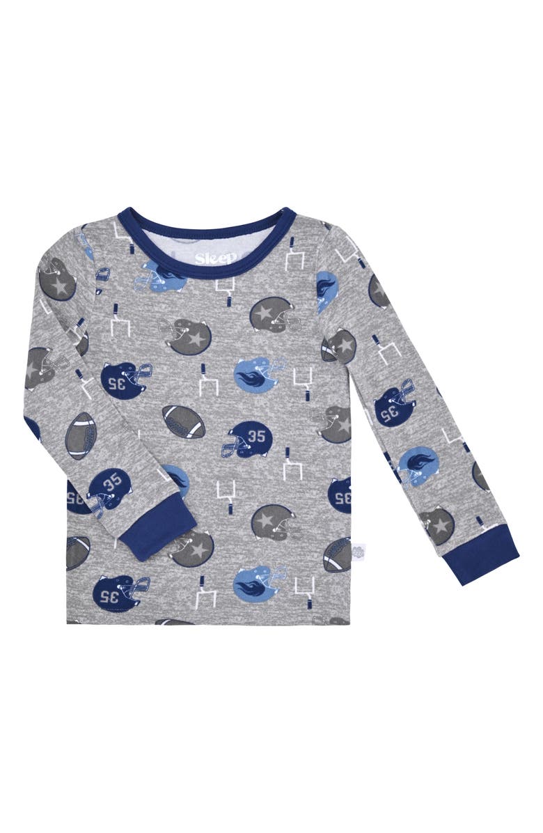 SLEEP ON IT Kids' Football Print Fitted 3-Piece Pajamas, Alternate, color,