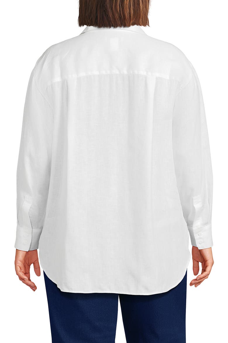 Plus Size Linen Oversized Button Front Shirt, Alternate, color, White