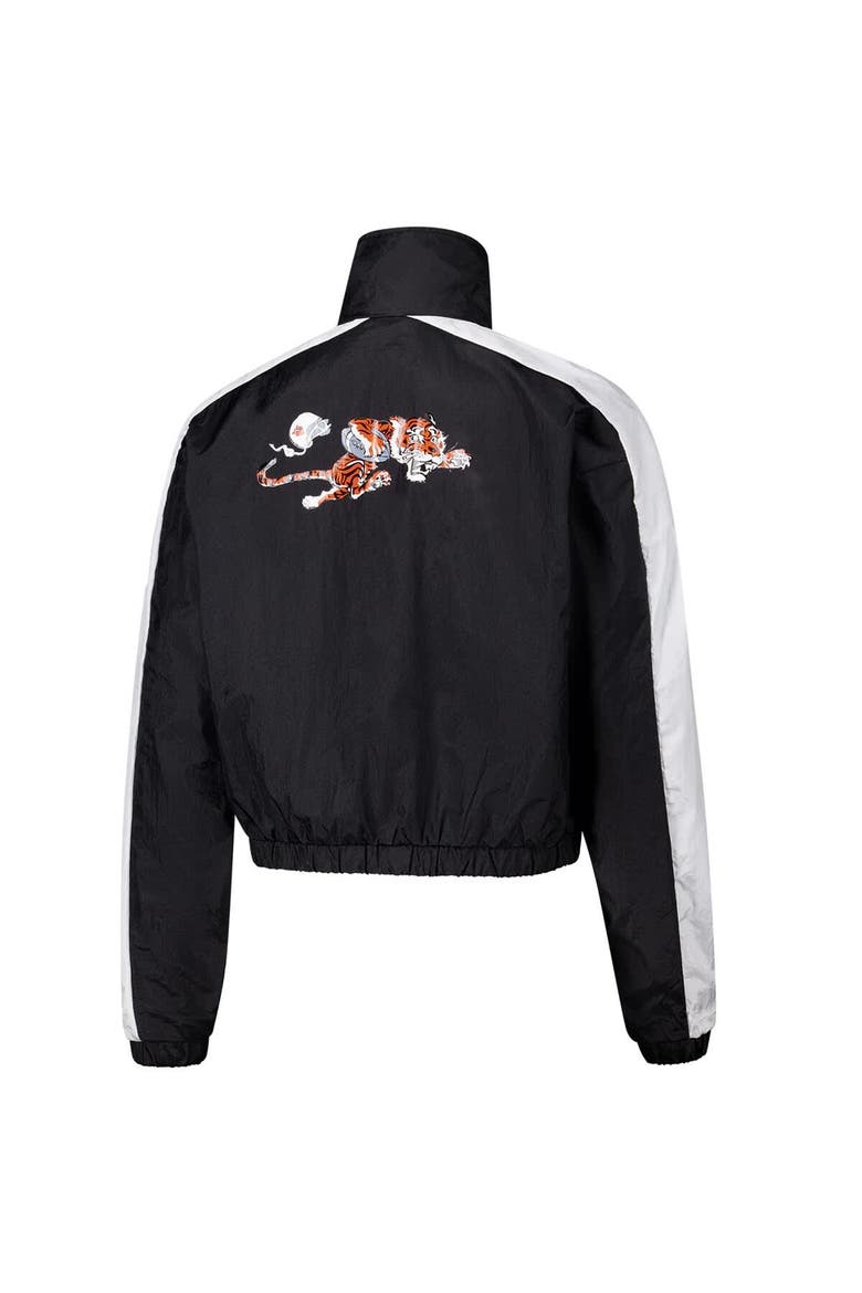 Women's Mitchell & Ness Black Cincinnati Bengals Nylon Cropped Full-Zip Jacket, Alternate, color, Black