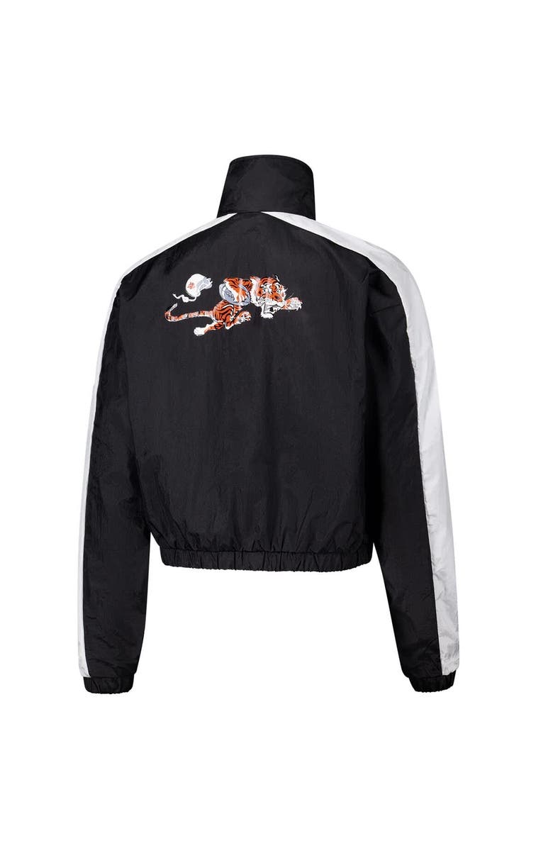 Mitchell & Ness Women's Mitchell & Ness Black Cincinnati Bengals Nylon Cropped Full-Zip Jacket, Alternate, color, Black