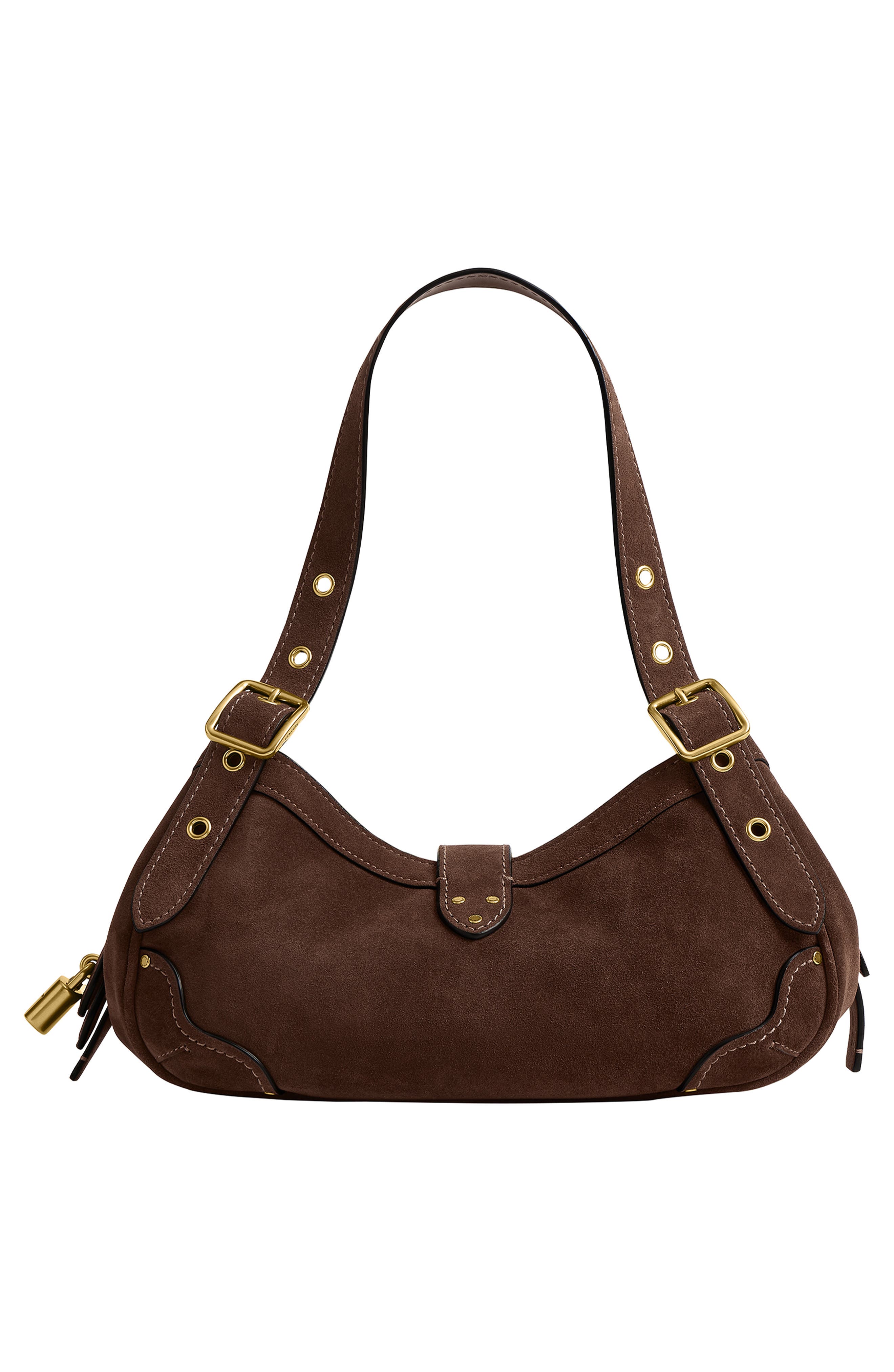 Drifter 31 Suede Shoulder Bag, Alternate, color, DARK CHOCOLATE