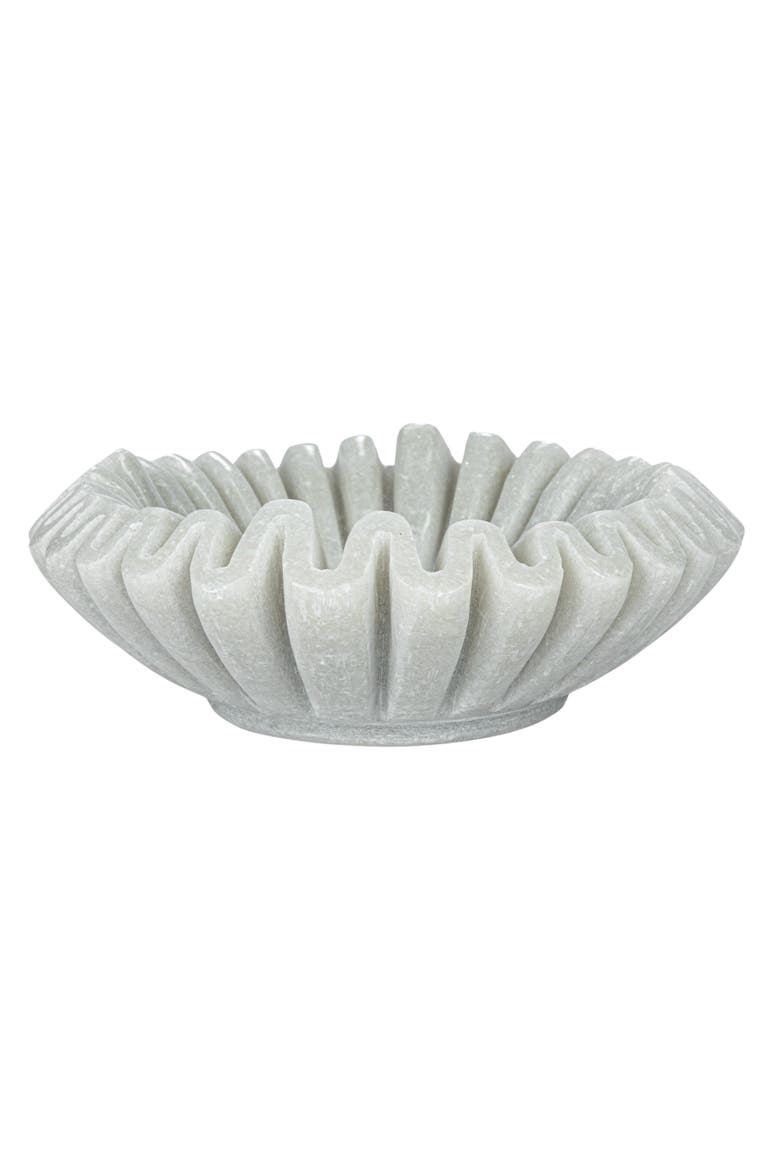 Round Marble Pleated Dish, White, Alternate, color, White