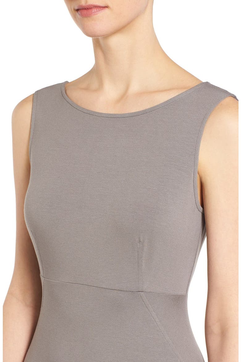Jersey Bateau Neck Fit & Flare Dress, Alternate, color, SMOKE