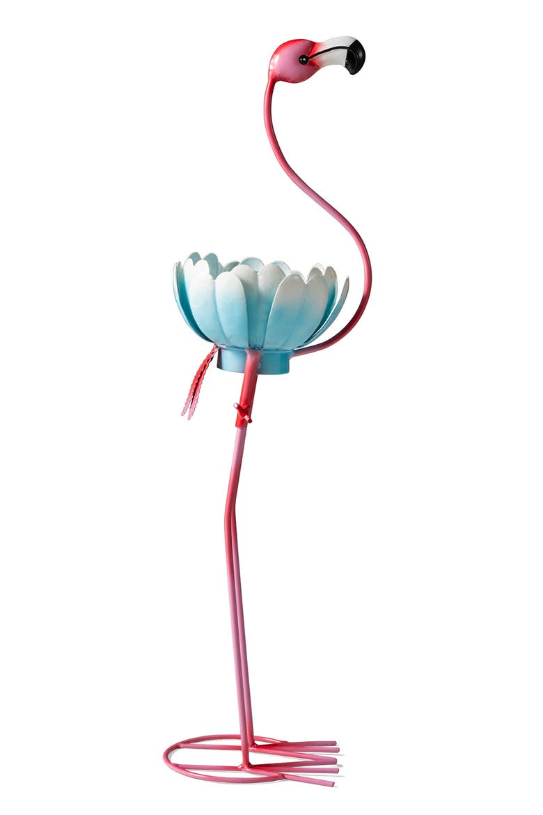 26.25"H Metal Solar Standing Flamingo Garden Statue, Alternate, color, Pink