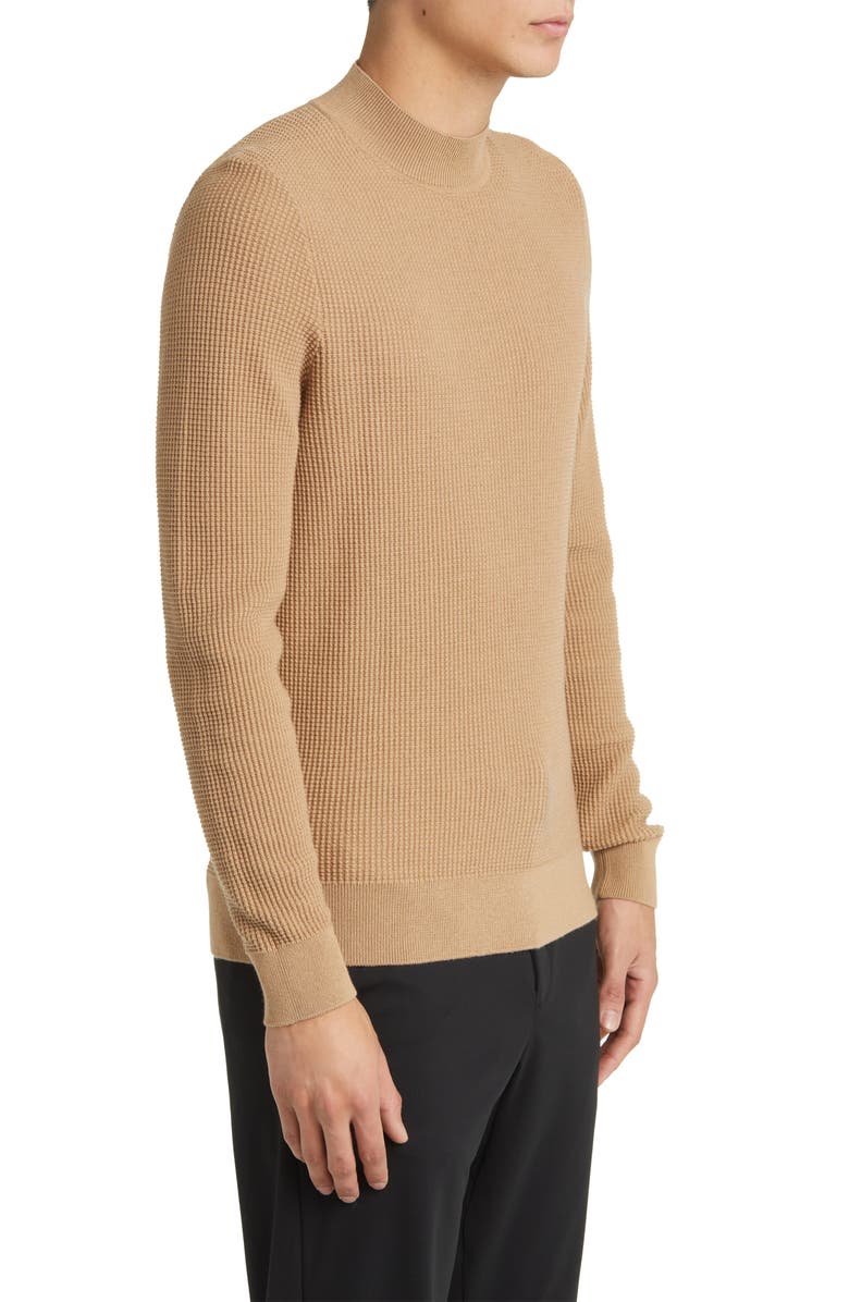 BOSS Opale Waffle Long Sleeve Virgin Wool Blend Sweater, Alternate, color, 