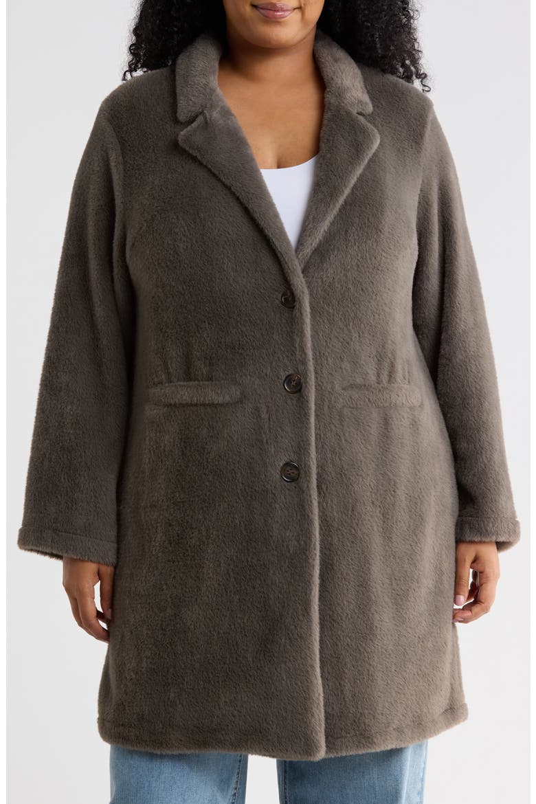 Hometown Faux Fur Coat, Main, color, BURNT INK GREY