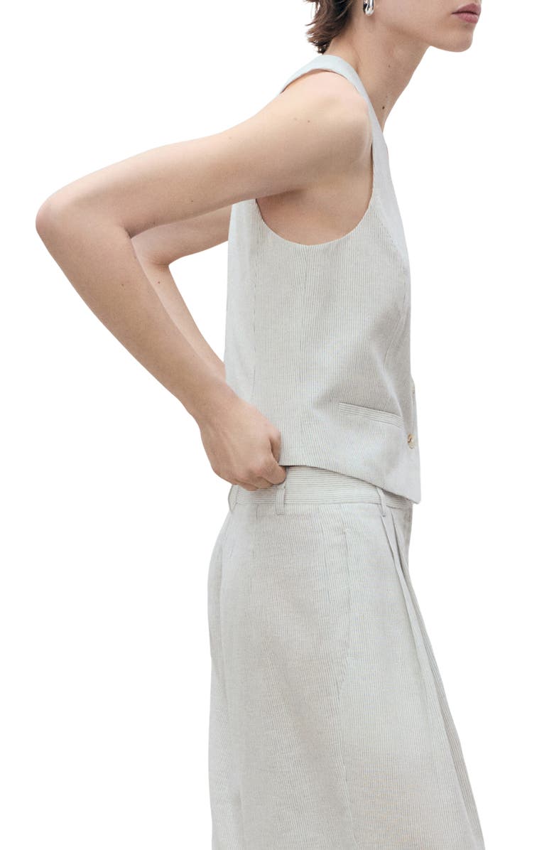 MANGO Cotton & Linen Suit Vest, Alternate, color, Ecru