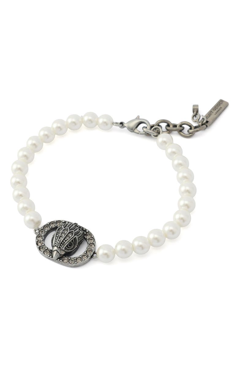Kurt Geiger London Eagle Faux Pearl Bracelet, Alternate, color, Rhodium/ Pearl