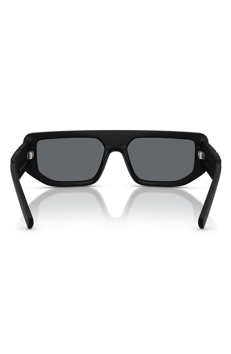 Dolce&Gabbana 56mm Rectangular Sunglasses, Alternate, color, Matte Black / Light Grey Black