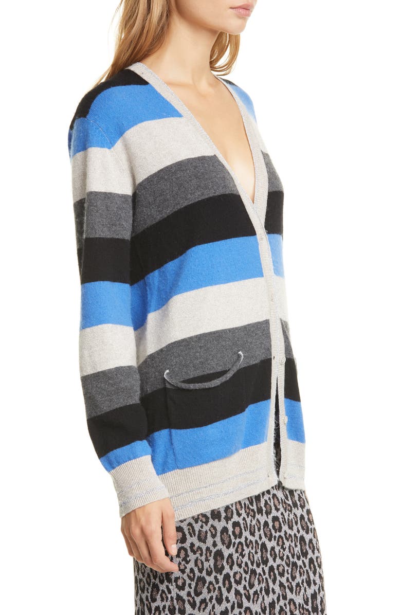 Le Superbe Midnight Rainbow Metallic Wool & Cashmere Boyfriend Cardigan, Alternate, color,