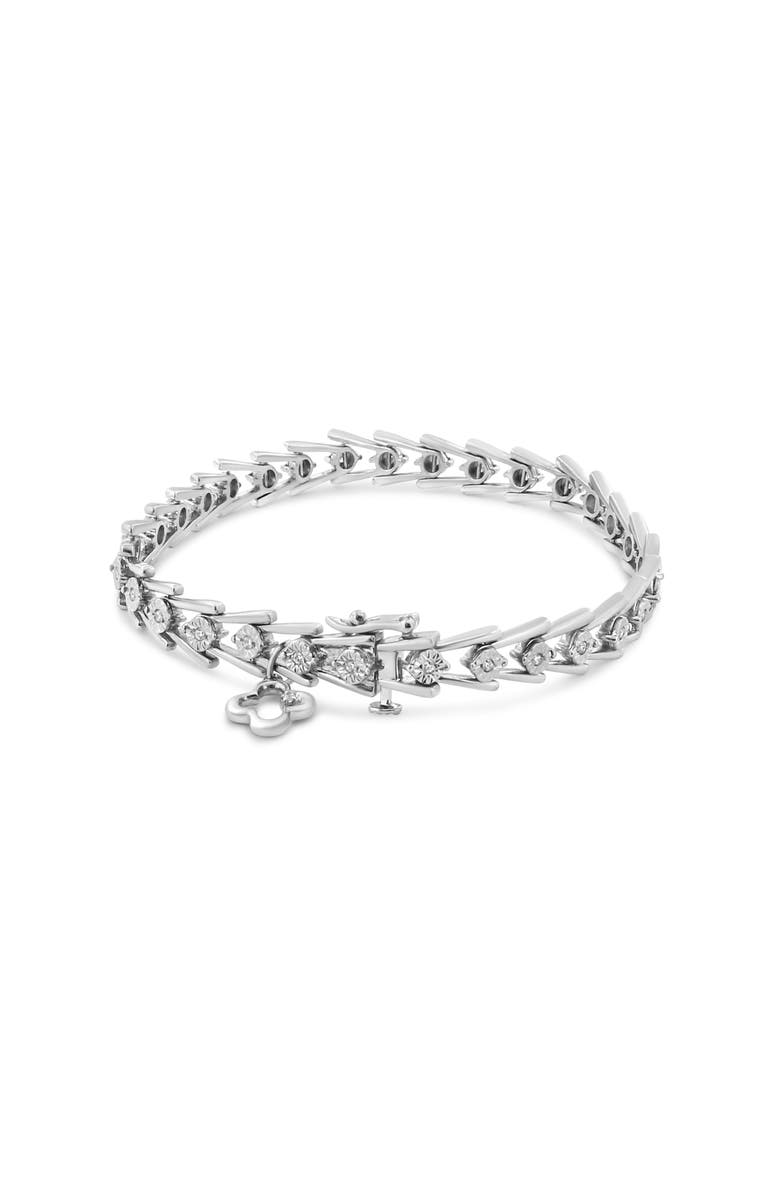 Haus of Brilliance .925 Sterling Silver 1/2 Cttw Diamond Miracle-Set Double Swoosh Milgrain Style Tennis Bracelet, Alternate, color, Silver