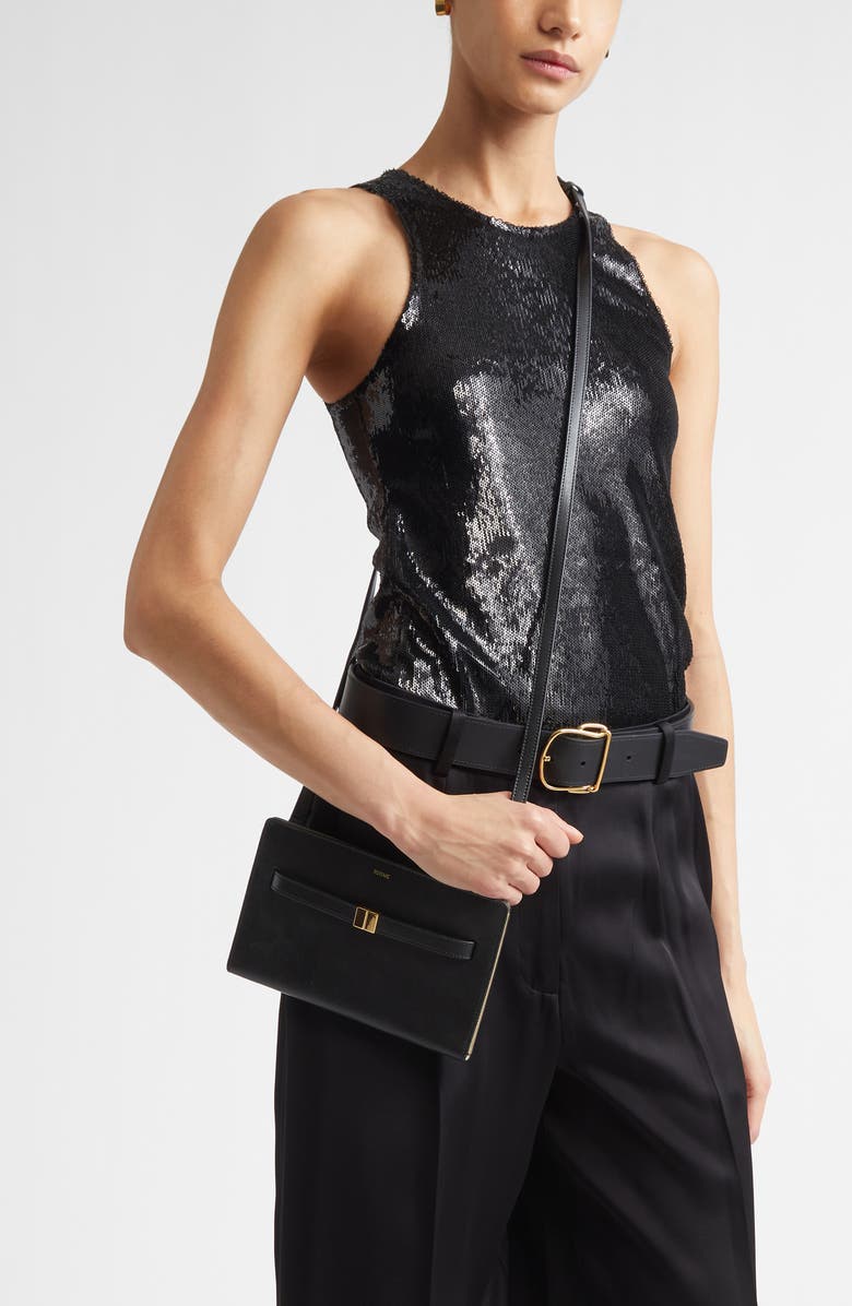 TOTEME Belted Leather Crossbody Bag, Alternate, color, Black