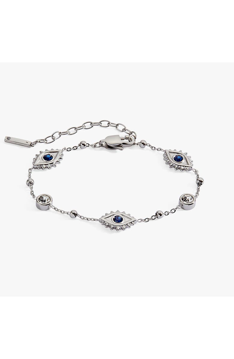 Alex and Ani Evil Eye Crystal Stone Chain Bracelet, Main, color, Silver