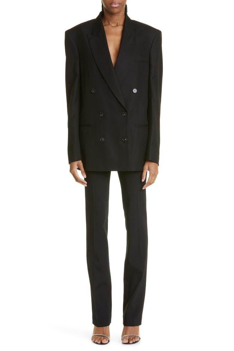 Oversize Double Breasted Jacket, Alternate, color, BLACK