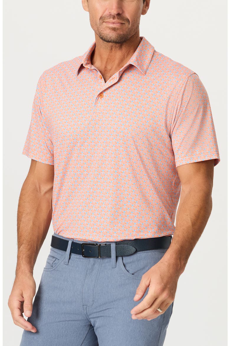 Links & Drinks Performance Golf Polo, Main, color, ORANGE