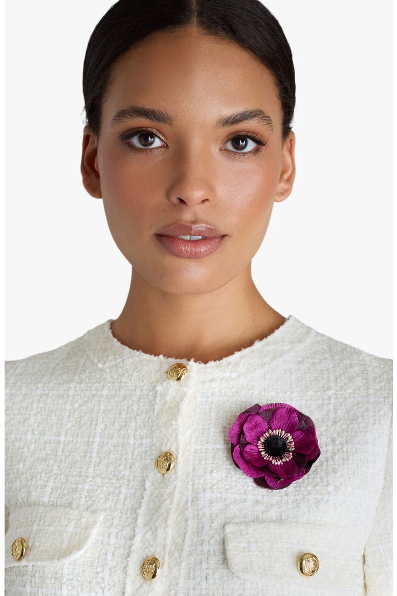 The Magenta Anemone Floral Brooch, Alternate, color, Magenta