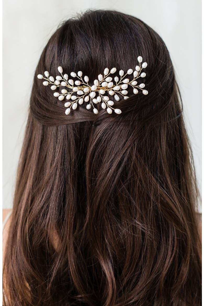 Osanne Freshwater Pearl Comb (Nordstrom Exclusive), Alternate, color, GOLD