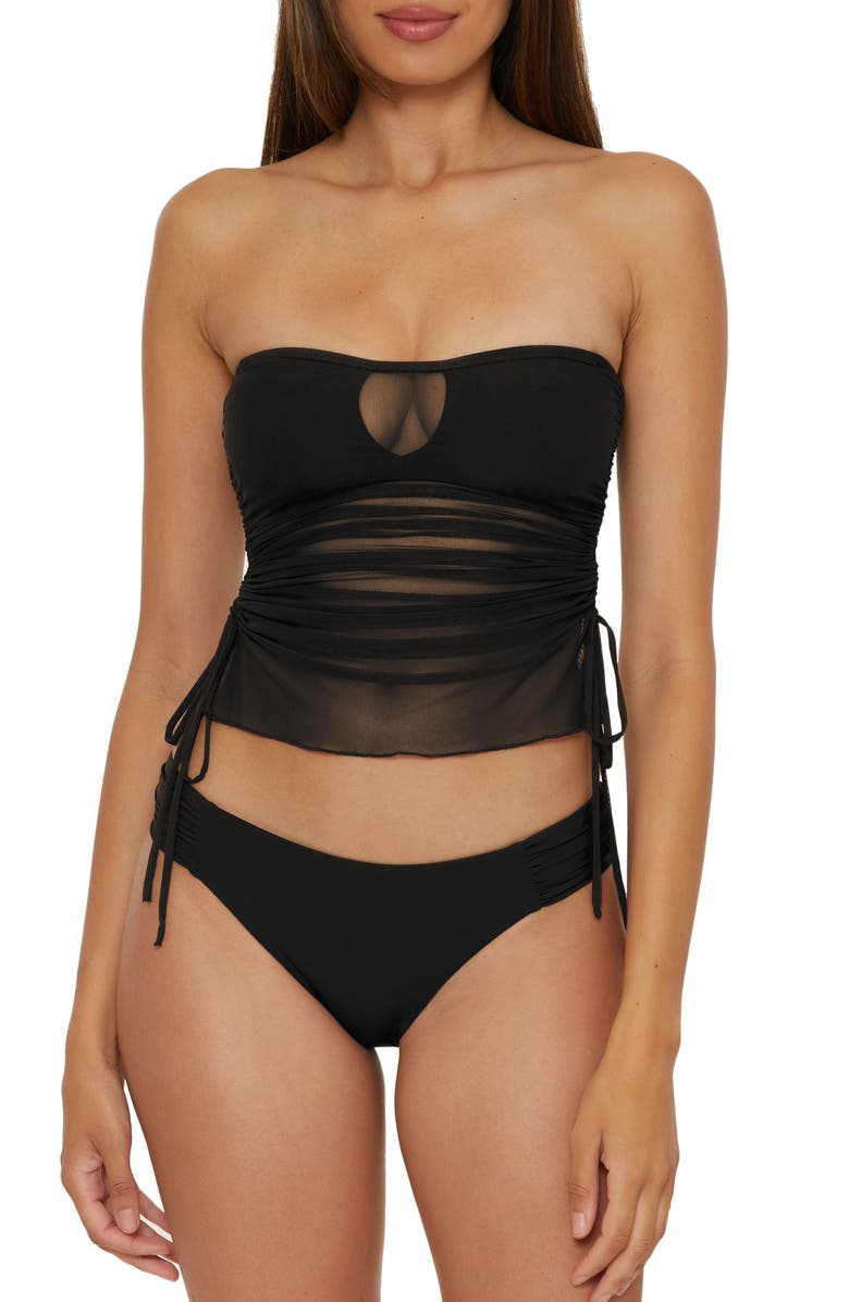 Becca Muse Stretch Mesh Multifit Tankini, Alternate, color, Black