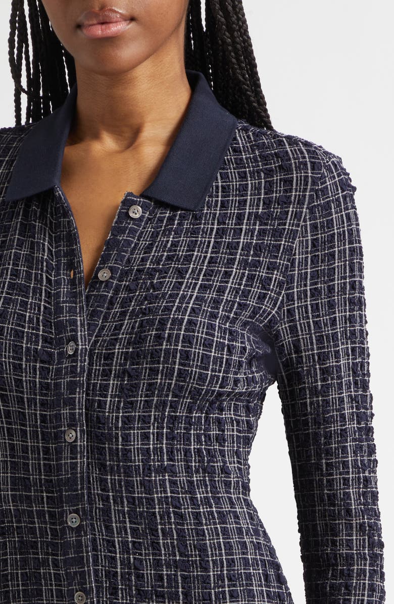 Veronica Beard Barrett Check Shirtdress, Alternate, color, Navy White Multi