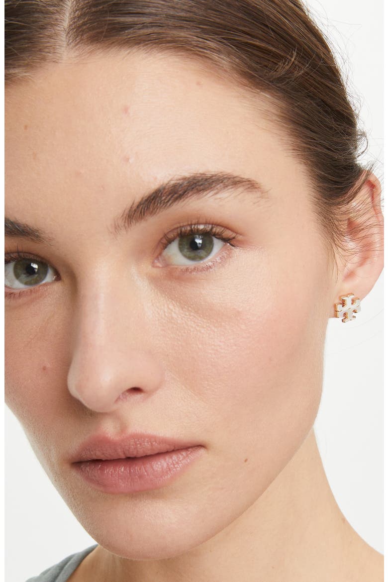 Moondance Mother of Pearl Stud Earrings, Alternate, color, TORY GOLD / MOTHER OF PEARL