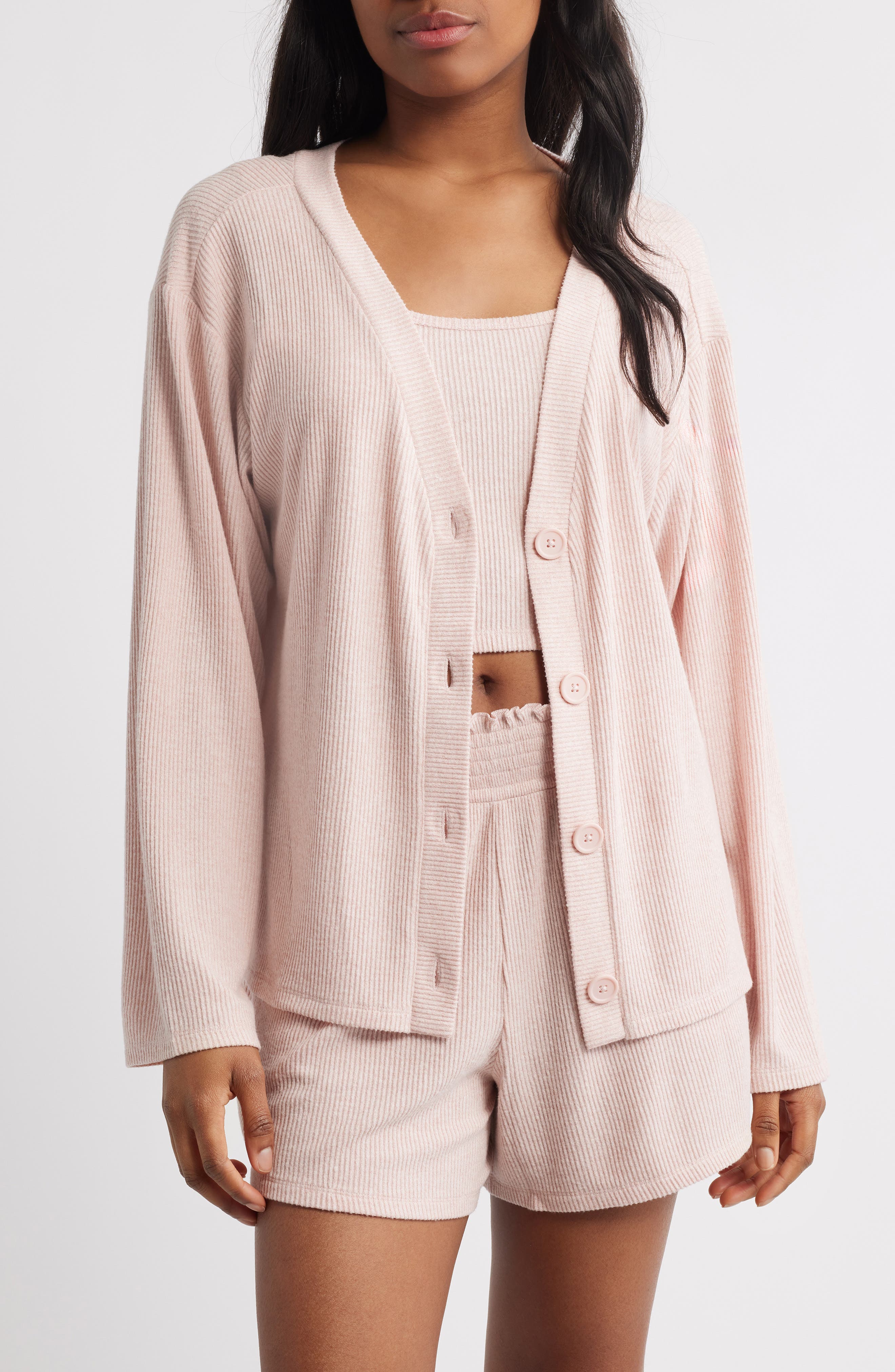 Open Edit Comfy Thermal Shortie Pajamas in Pink Sepia Marl at Nordstrom, Size Medium