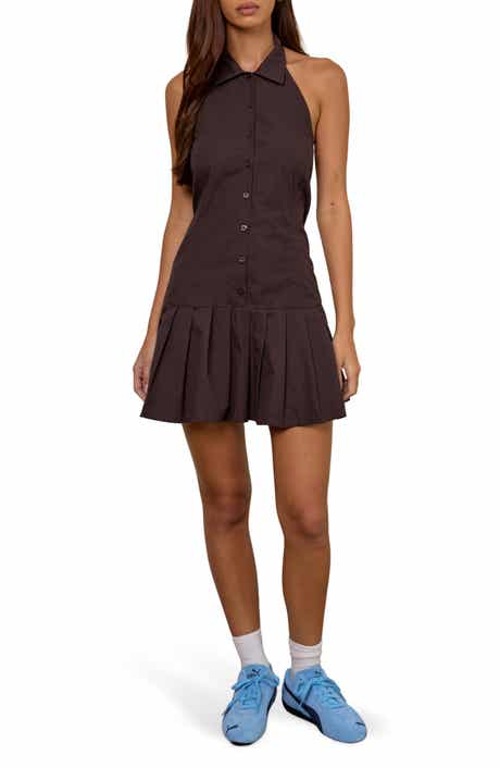 Motel Mikena Pleated Halter Minidress