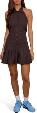 Motel Mikena Pleated Halter Minidress