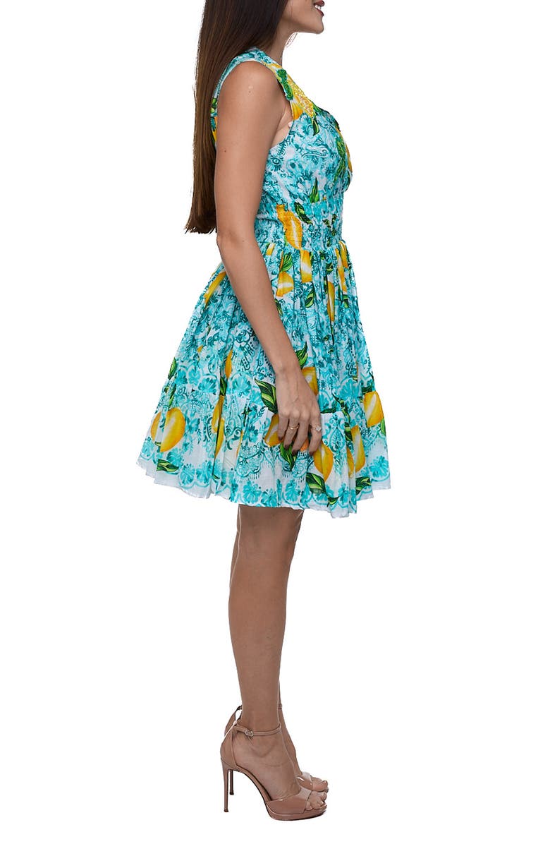 RANEES Positano Sleeveless Lemon Minidress, Alternate, color, Blue/ Green