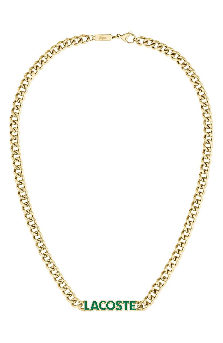 Lacoste Men's Script Necklace, Main, color, Gold