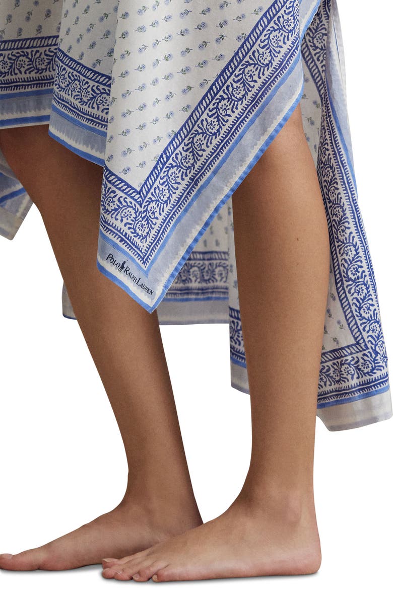 Polo Ralph Lauren Floral Print Cotton Caftan Nightgown, Alternate, color, White Cloud