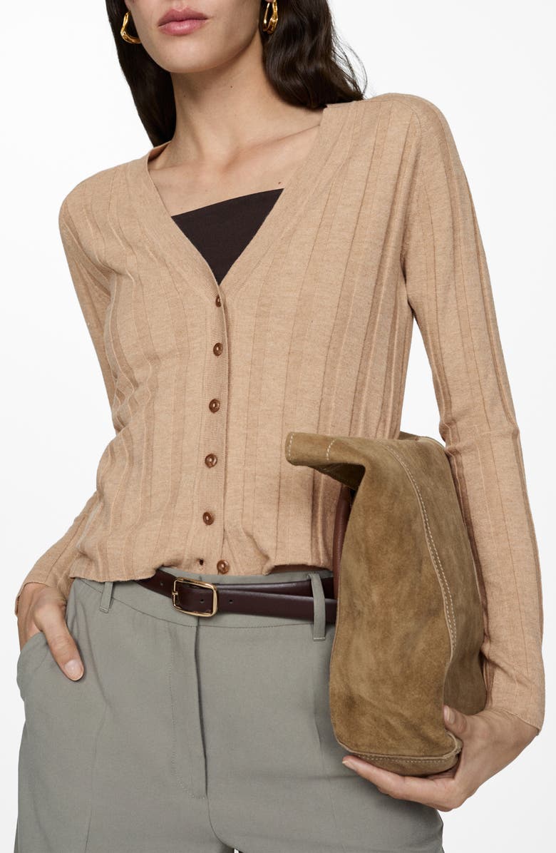 MANGO Knit Cardigan, Main, color, Light Tan