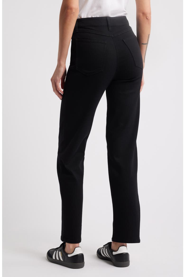 High Waist Straight Leg Jeans, Alternate, color, BLACK