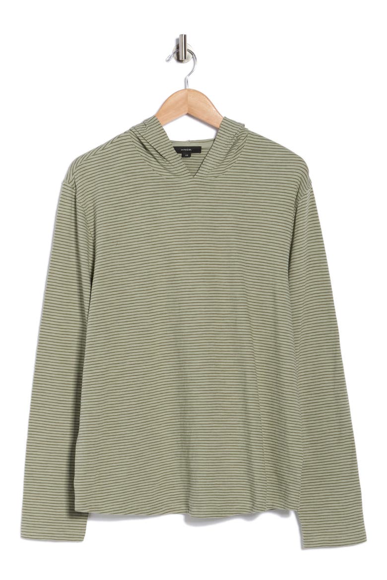 Stripe Slub Cotton Hoodie, Alternate, color, DRIED CACTUS/ OLIVE GREEN