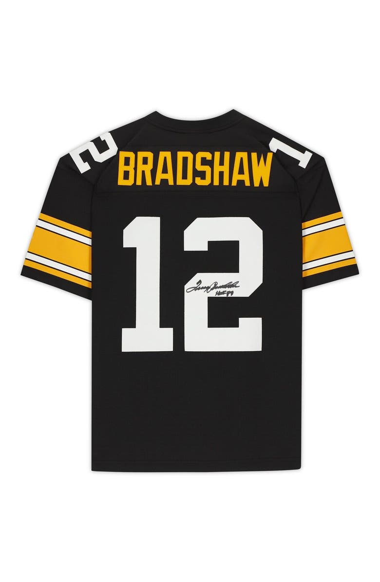 FANATICS AUTHENTIC Terry Bradshaw Pittsburgh Steelers Autographed Mitchell & Ness Throwback Black Replica Jersey with "HOF 89" Inscription, Alternate, color, 