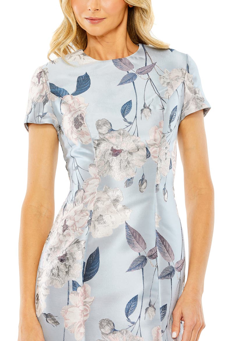 Short Sleeve Fitted Floral Mini Dress, Alternate, color, BLUE MULTI