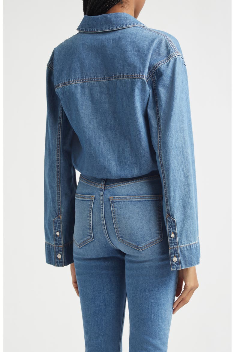 Timothy Crop Twist Button-Up Denim Shirt, Alternate, color, RIPPLE HAZE