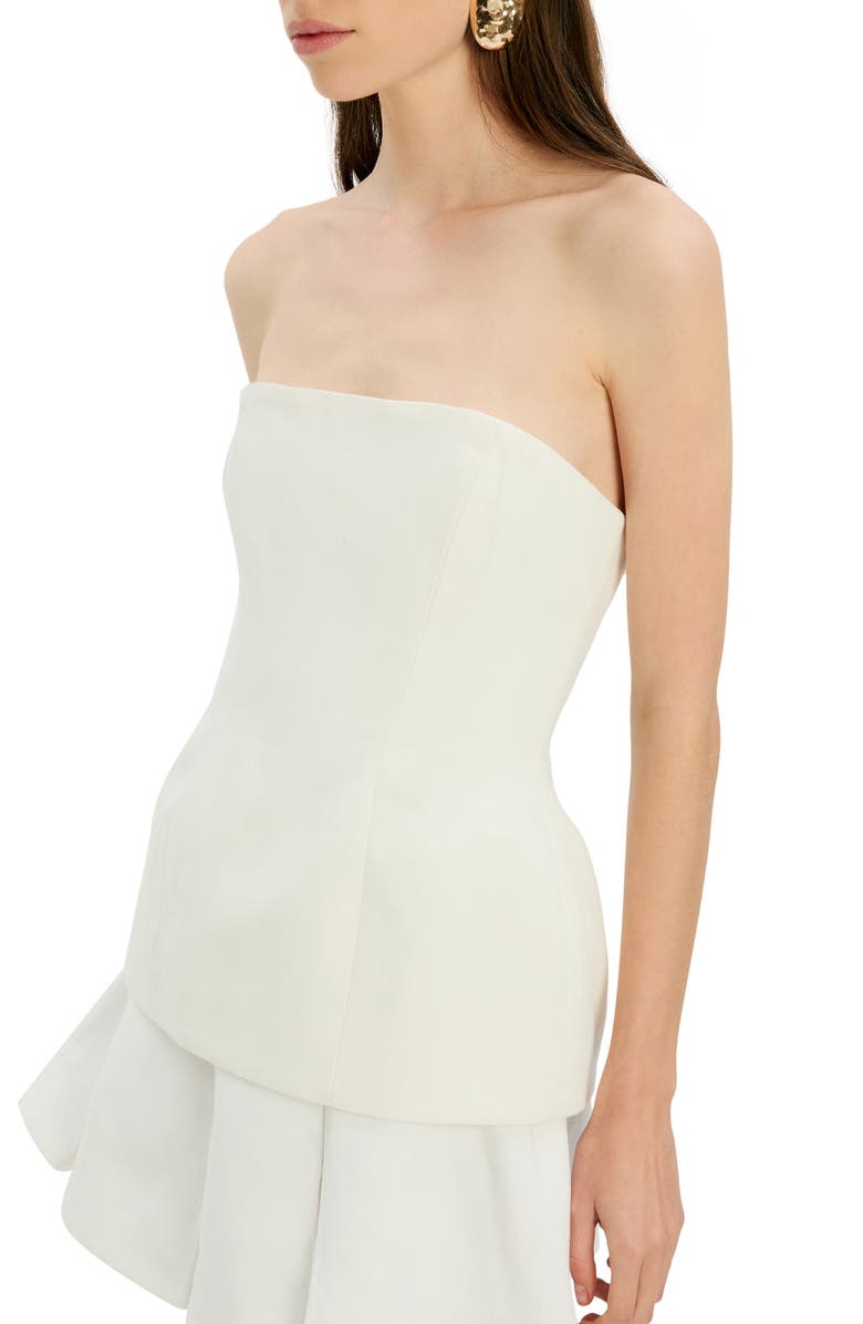 Bardot Helenia Strapless Linen Top, Alternate, color, Orchid White
