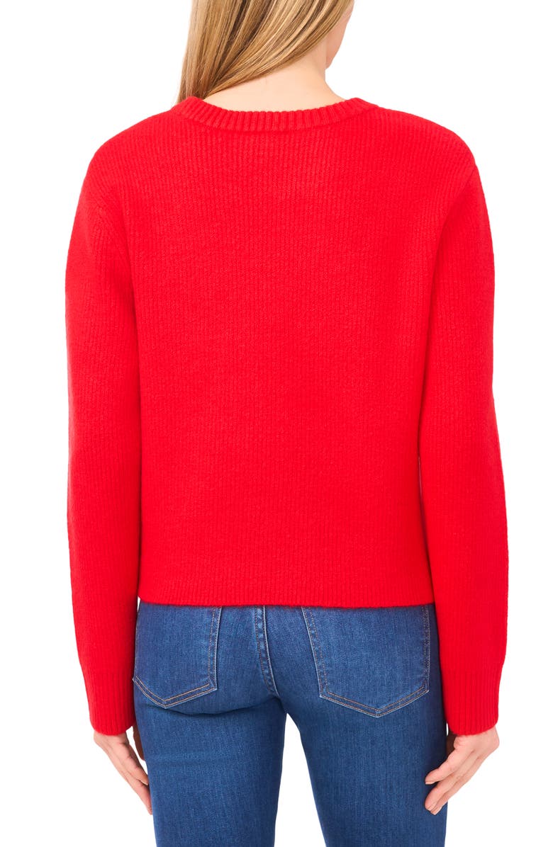 CeCe Embellished Bow Sweater, Alternate, color, Bright Cherry