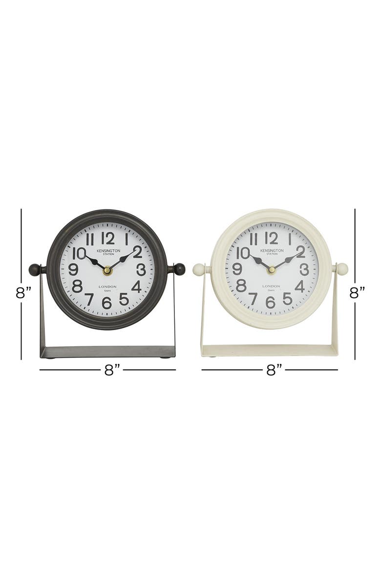 VIVIAN LUNE HOME Set of 2 Multicolored Metal Clocks, Alternate, color, Black/ White Assorted